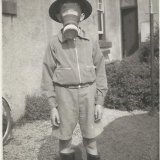 Burnett Pender in Gasmask, ca. 1940