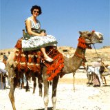 Joyce Pender on a Camel, Cairo 1959