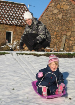 Andrew and Christine Pender sledging,  2012